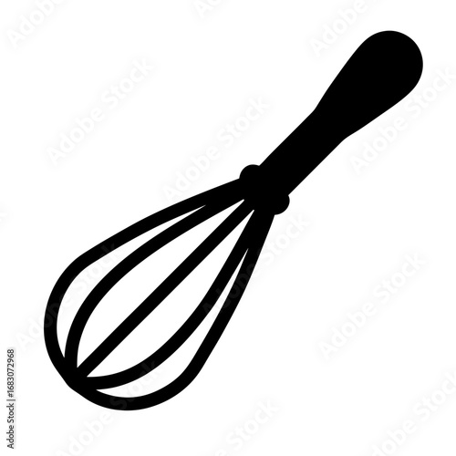 A silhouette of a manual whisk utensil, a kitchen tool for mixing ingredients