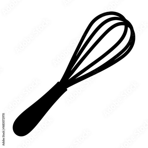 Black and white silhouette of a whisk commonly used in cooking purposes