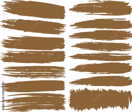 Collection of vintage brown textured paper with torn edges and a set of watercolor paint strokes, perfect for a blank card or grunge banner