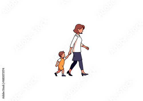 icon of mom holding her child’s hand while walking