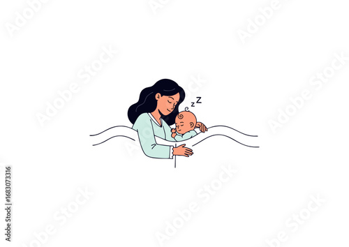 icon of mom and baby sleeping together