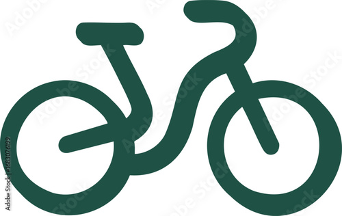 Minimal bicycle outline in dark green