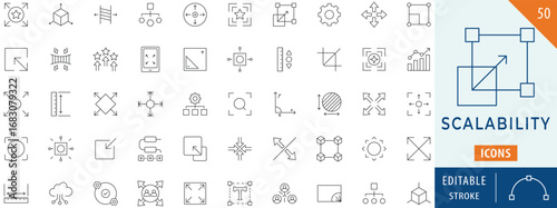 Scalability icon collection set. Editable stroke.