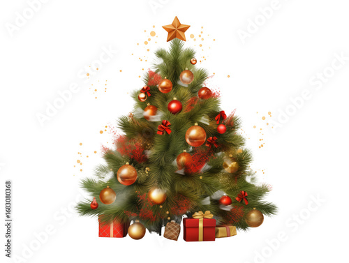 Christmas tree on a transparent background.