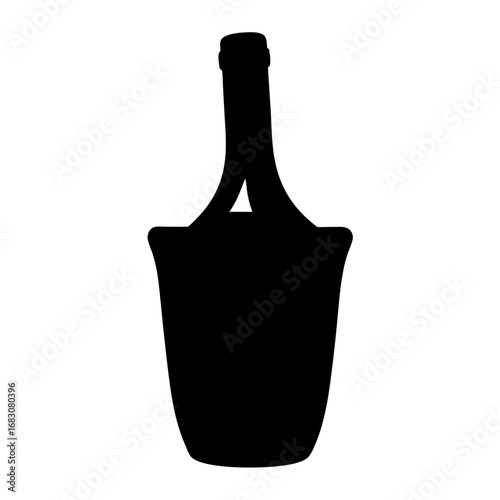 Silhouette of a bottle in an ice bucket, suggesting chilled beverage presentation
