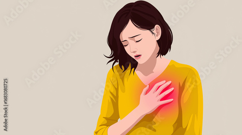 Heart Attack Awareness: Recognizing the Early Warning Signs. Medical Illustration of Heart Attack Symptoms and Effects. Cardiovascular Emergency: Understanding Hart Attack Risks. Heart Attack Concept