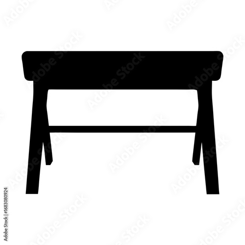Silhouette of a simple, wooden sawhorse structure for DIY projects