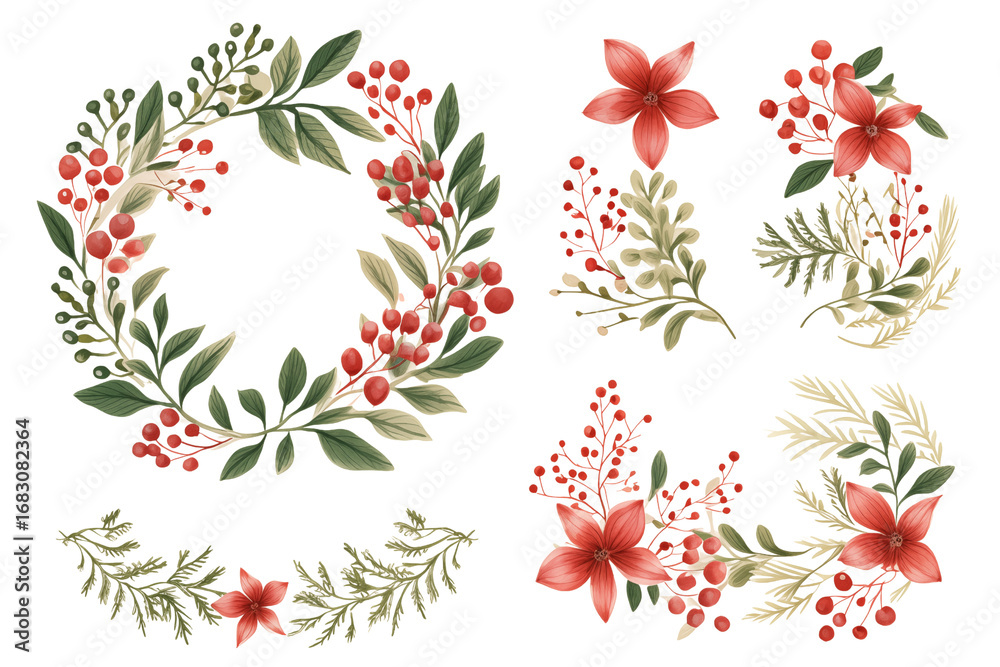 Fototapeta premium Flower wreaths on a transparent background