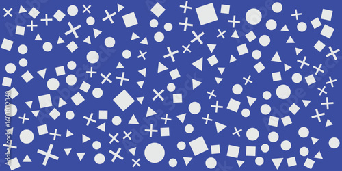 Background design with game console symbol pattern. Icons triangle, circle, cross and square. Game controller
