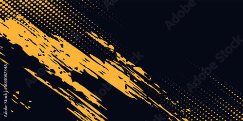Dots pop art comics sport style vector illustration. Dots halftone yellow and black color pattern gradient grunge texture background. vector eps10