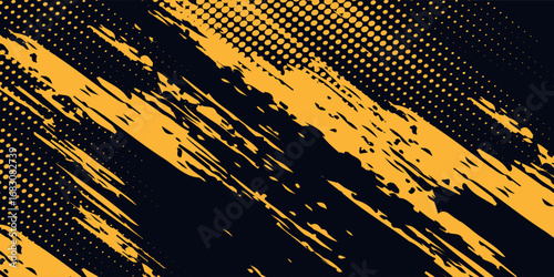 Dots pop art comics sport style vector illustration. Dots halftone yellow and black color pattern gradient grunge texture background. vector eps10