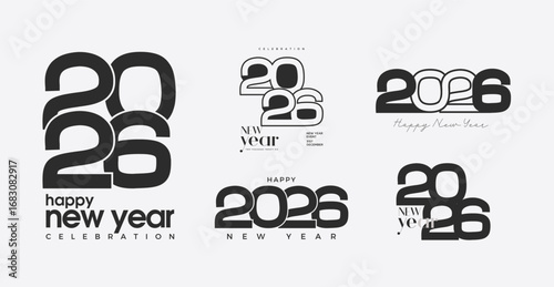 Happy New Year 2026 design. Simple unique number collection design. Premium design for new year greetings, posters or social media and calendars.