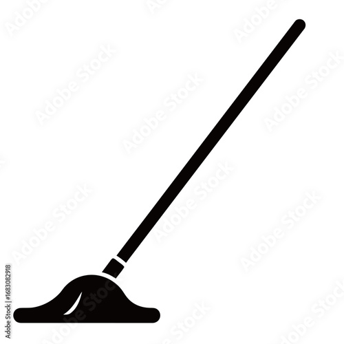 black and white vector silhouette of a floor mop on a white background