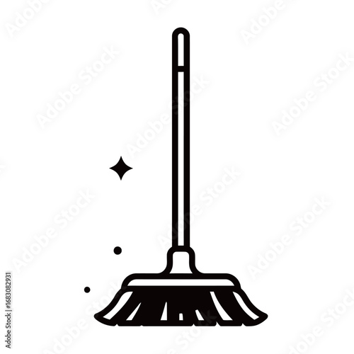 black and white vector silhouette of a floor mop on a white background