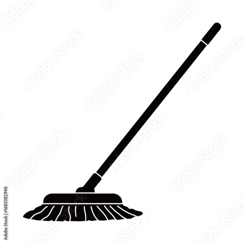 black and white vector silhouette of a floor mop on a white background