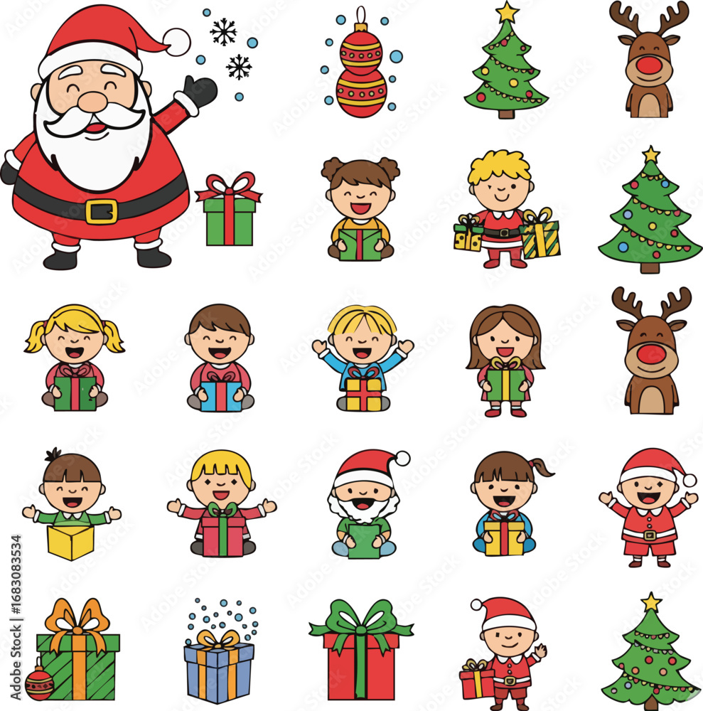 Naklejka premium Christmas Characters and Gifts