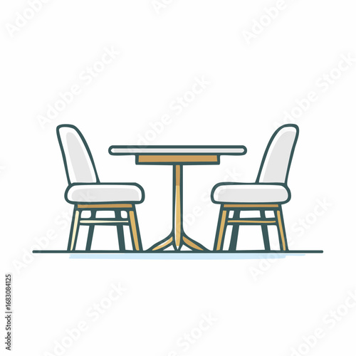 Einfacher Tisch mit zwei Stühlen – minimalistische Vektorgrafik