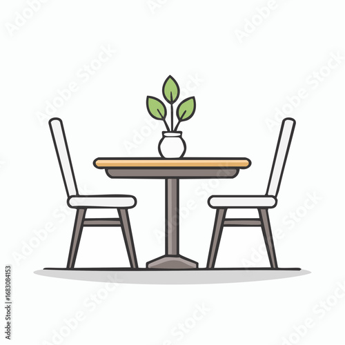 Einfacher Tisch mit zwei Stühlen – minimalistische Vektorgrafik
