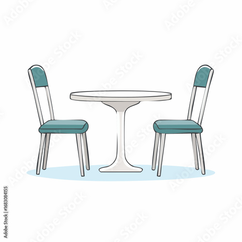 Einfacher Tisch mit zwei Stühlen – minimalistische Vektorgrafik