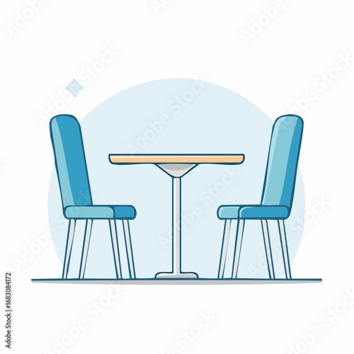 Einfacher Tisch mit zwei Stühlen – minimalistische Vektorgrafik
