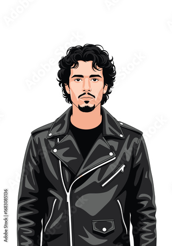 Portrait of a man in a black leather jacket