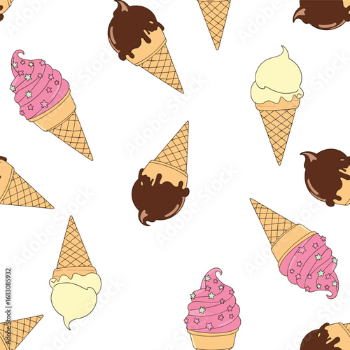 A collection of delicious ice cream cones featuring various toppings and flavors