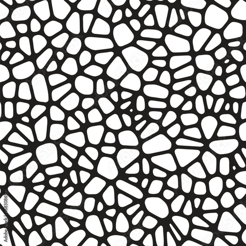 Abstract black and white organic cellular pattern with irregular polygonal shapes