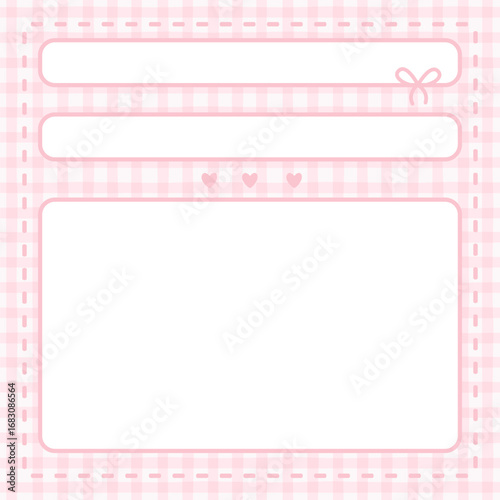 Cute kawaii template square vector frame. Cartoon hand-drawn doodle style. Perfect for stationery, design stickers for notes, notebook sheets, posts for social networks. Pastel palette