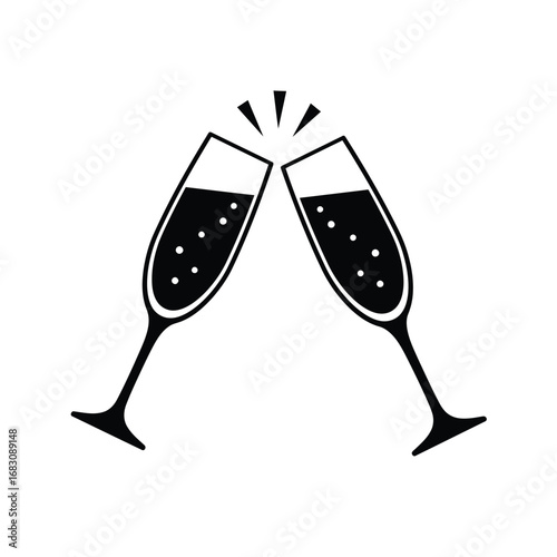 Champagne glasses clinking celebration bubbles vector