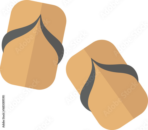 Two stylized, flat-design sandals with a minimalist aesthetic, ready for wear.
