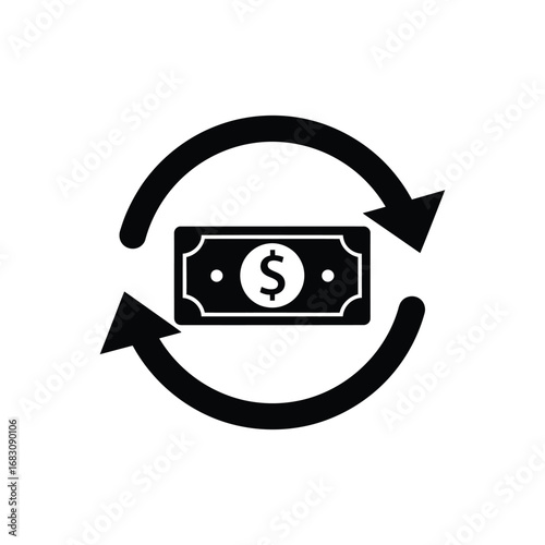 Money Circulation Icon  Financial Transaction, Cash Flow,  Currency Exchange,  Recurring Payment Symbol