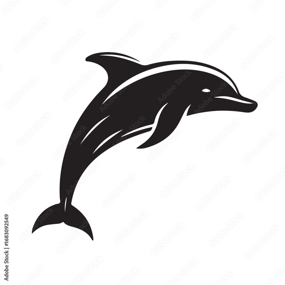 Fototapeta premium Dolphin Silhouettes of a white background 