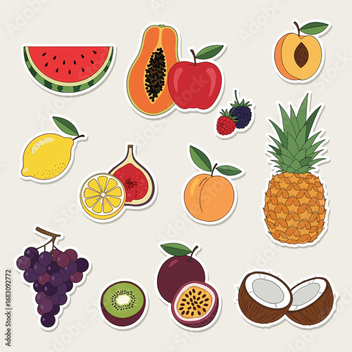 A colorful assortment of fresh ripe exotic tropical fruits for healthy eating
