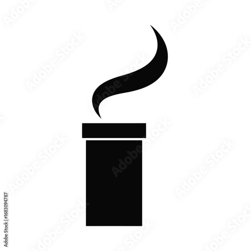 Black chimney emitting smoke white illustration