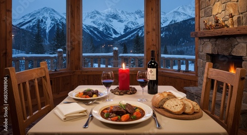 Rustic-Mountain-Lodge-Dinner-Venison-Stew-Candlelight