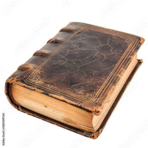 Explore ancient wisdom with this beautifully aged leather bound antique book