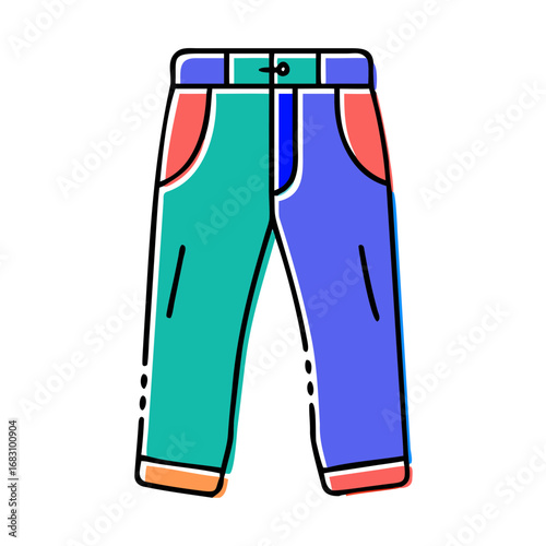 Colorful graphic illustration of stylish modern pants  