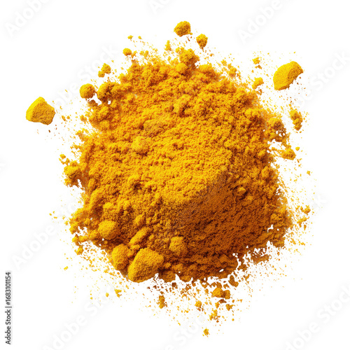 Fototapeta Naklejka Na Ścianę i Meble -  Bright, golden spice powder spills in a cluster