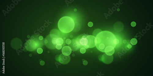 Green sparkling dust and bokeh sparks.