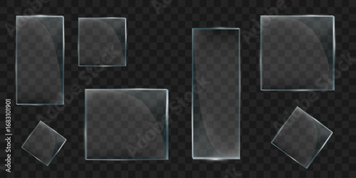 Set of glass frames. On a transparent background.