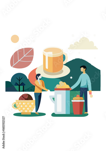 vector illustration of a set of food