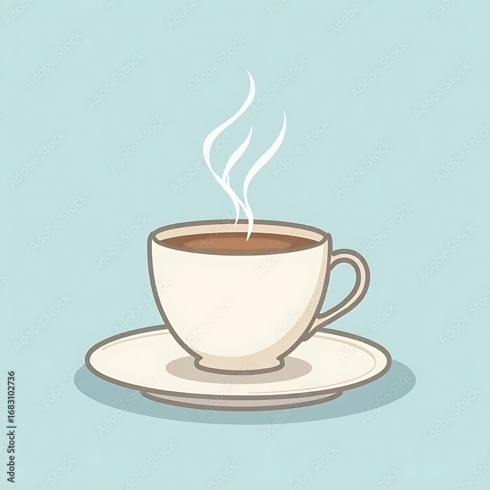 Obraz premium Warm drink illustration: saucer of hot coffee