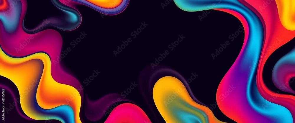 Obraz premium Abstract colorful fluid shapes, modern retro background with copy space, gradient, colorful