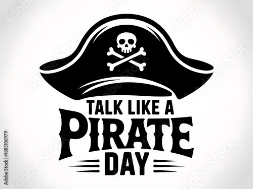Celebrate talk like a pirate day with a classic pirate hat featuring a skull and crossbones emblem and festive lettering