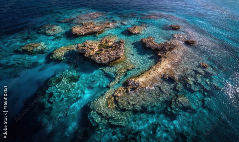 Fototapeta premium Aerial view of vibrant coral reefs
