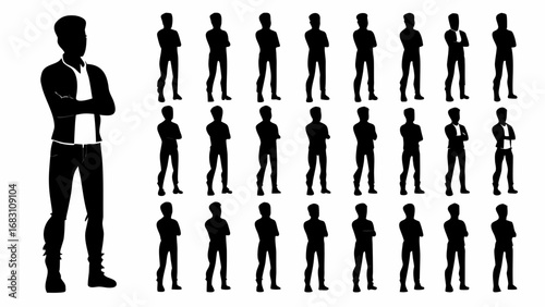 Confident man silhouette collection showing diverse poses and modern attire for dynamic business or lifestyle projects.