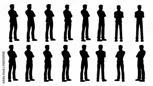 Confident business professionals standing with arms crossed conveying authority and success in professional settings