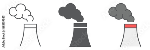 Air pollution icon, factory pollution and ecology, nuclear power sign vector graphics, editable stroke linear icon, eps 10