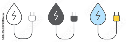 Hydropower icon, energy and ecology, water energy sign vector graphics, editable stroke linear icon, eps 10