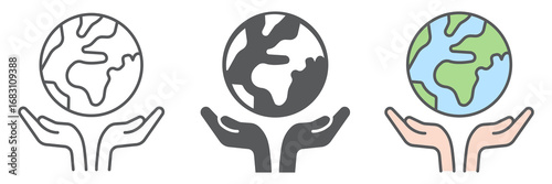 Save the planet icon, earth and ecology, earth in hands sign vector graphics, editable stroke linear icon, eps 10